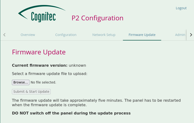 Exemplary firmware update in the web interface