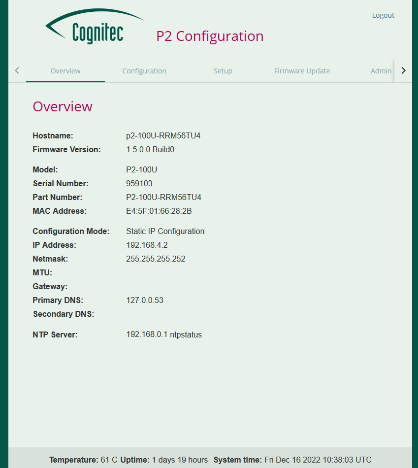 Exemplary overview of P2 panel details